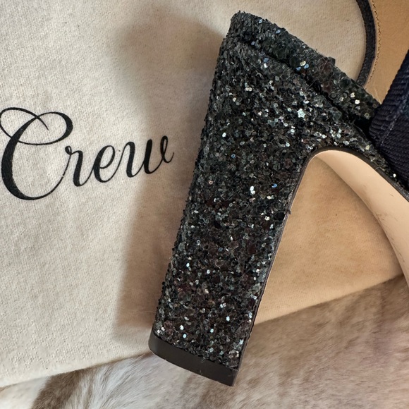 J CREW | Avery Black Watch Tartan Plaid Ankle-Tie Glitter Heels - Picture 6 of 14